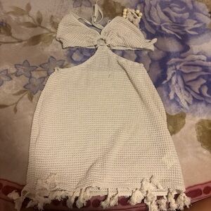 White Crochet Tie-Front Beach Dress